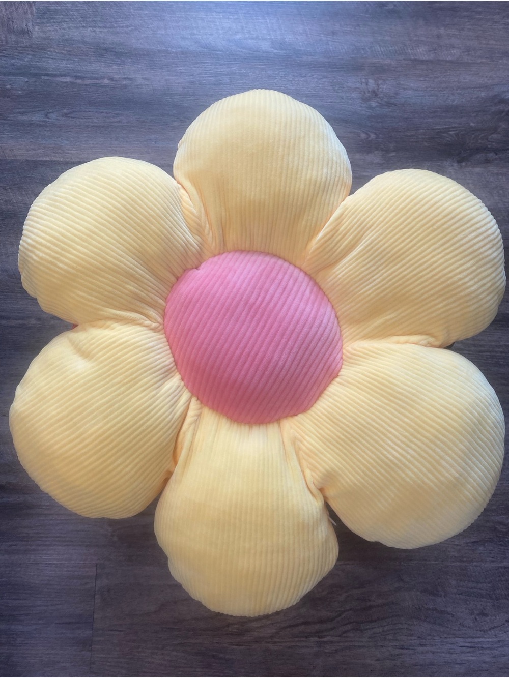 Plush Flower Throw Pillow - Yellow Petals with Pink Center
